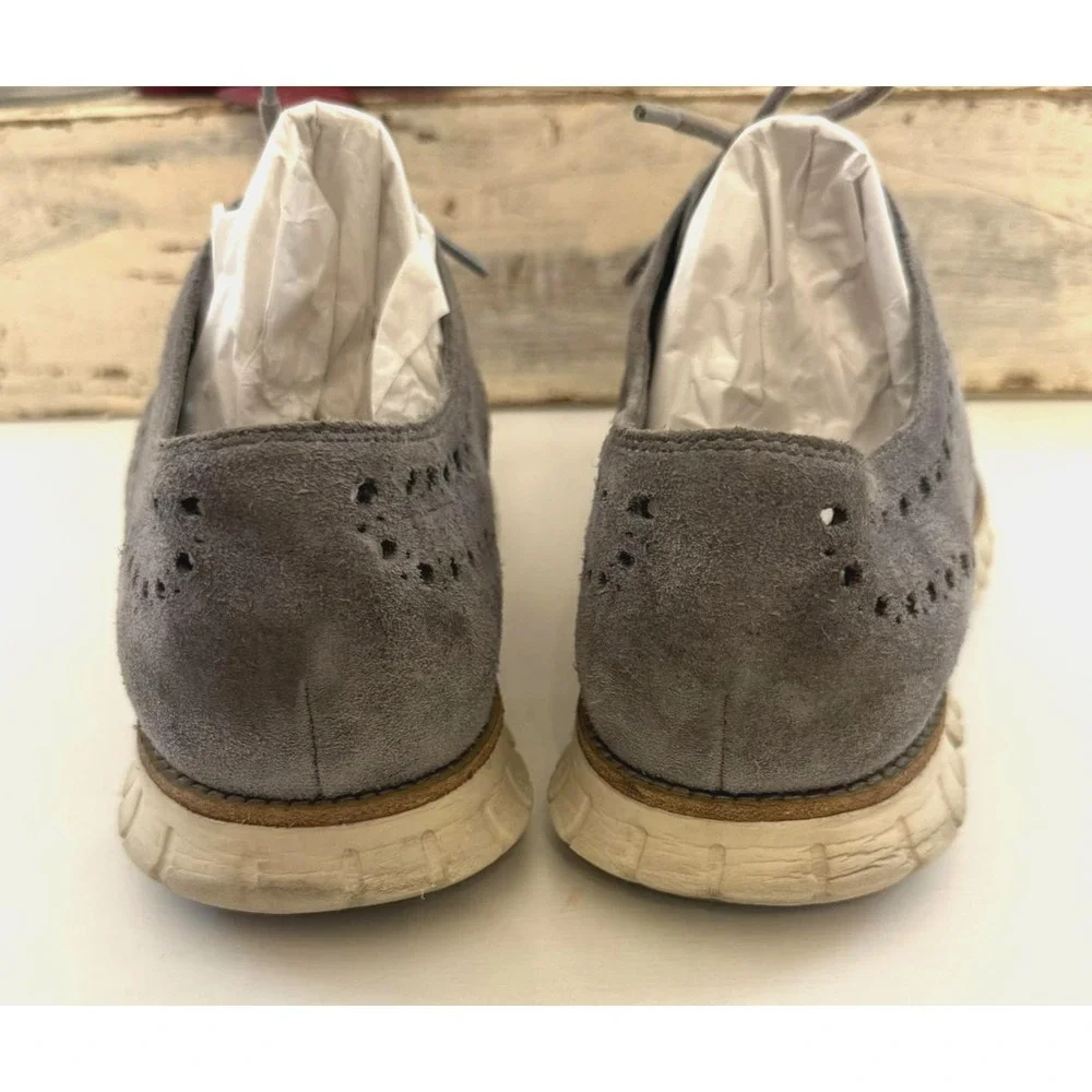 Cole Haan Shoes Mens Size 11.5 Gray ZeroGrand Wingtip Oxford Suede Lace Up Dress